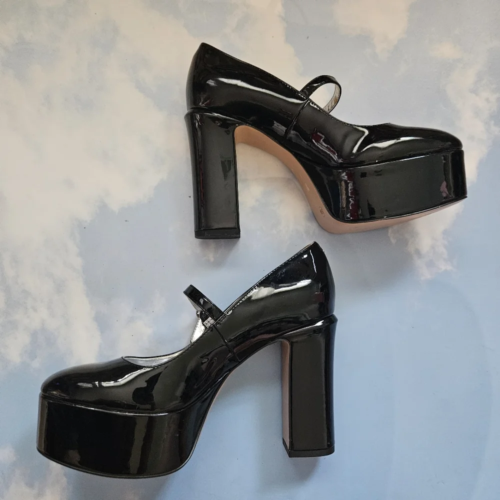 Mix No. 6 Black Platform Mary Jane Shoes